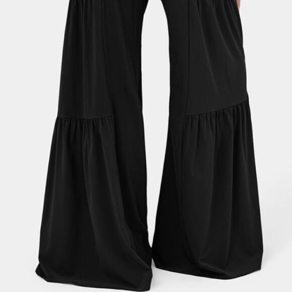 NWT Gorgeous XL High Waisted Black Tie Front/Back Wide Leg Flowy Tiered Pants - Picture 9 of 12